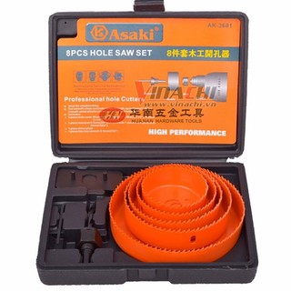 Bộ công cụ khoét lỗ gỗ và thạch cao asaki-8 chi tiết ak-3681 - 1 bộ