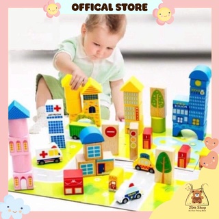 🔥 Bộ đồ chơi mô hình giao thông thành phố 62 chi tiết đồ chơi gỗ thông minh cho bé