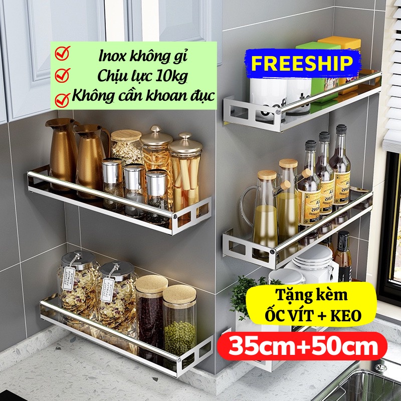 Kệ Đựng Gia Vị, Giá Gia Vị Inox Không Gỉ, Kệ Để Đồ Phòng Bếp, Phòng Tắm Đa Năng LEON OFFICIAL