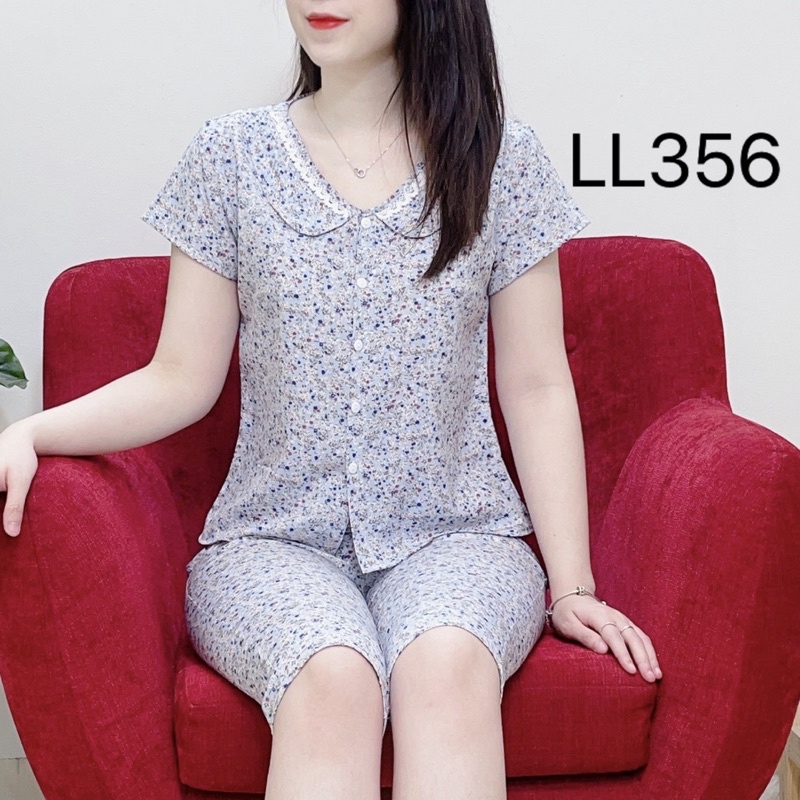 Bộ mặc nhà quần lửng cổ sen phối ren, chất lụa thái mềm, mịn không nhăn, không nhàu mặc cực xinh