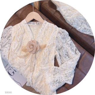 ÁO PEPLUM REN CỔ V