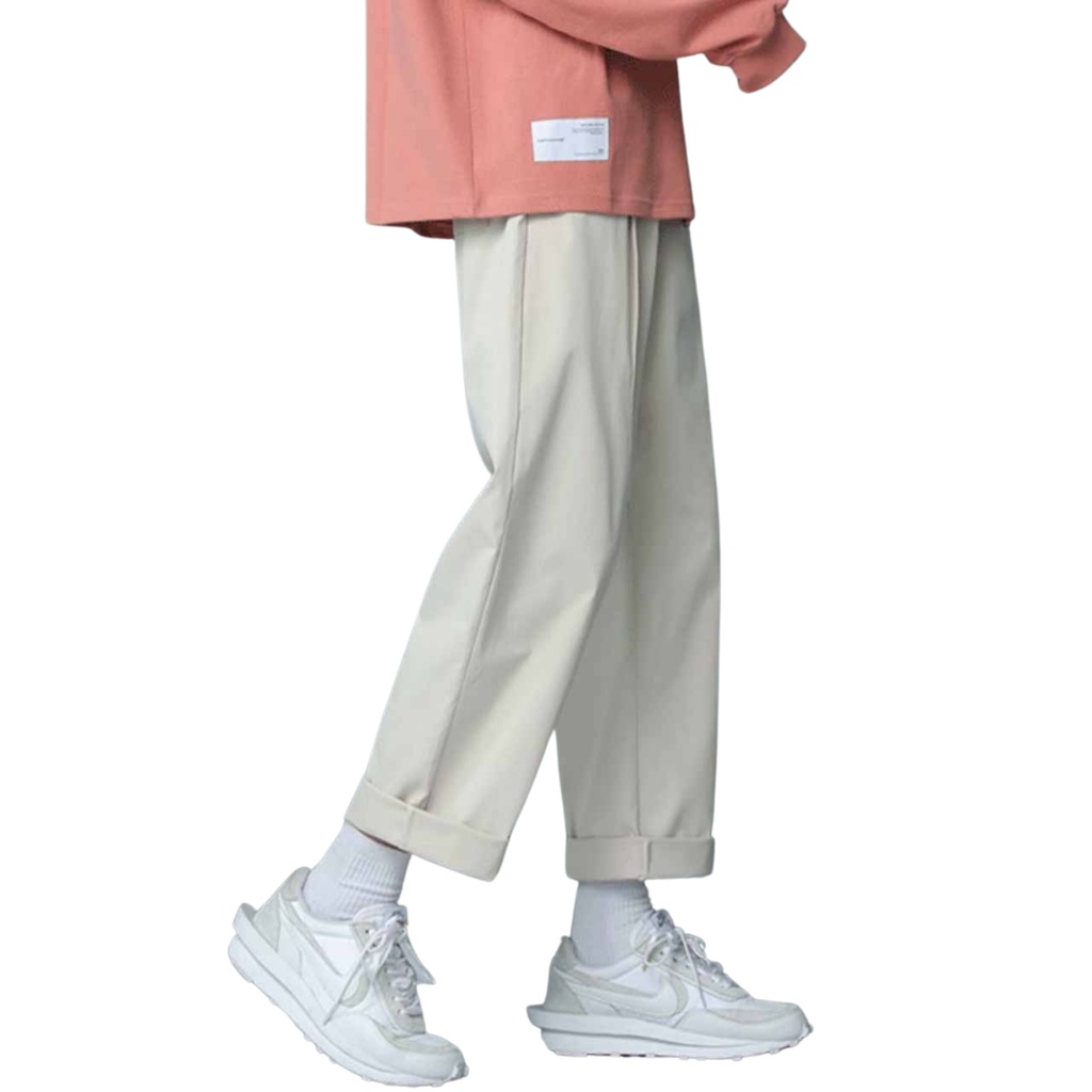 Quần baggy kaki nam nữ ống rộng - Kiểu quần ống rộng basic unisex - 3 màu đen, vàng, ghi - shop_wi99