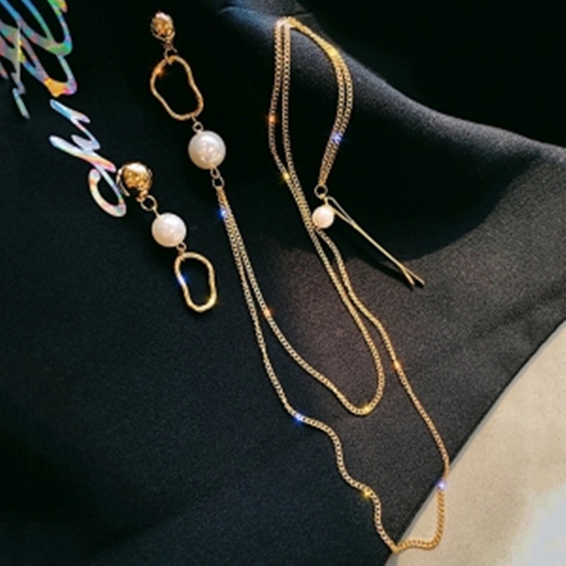 Bông Tai Dáng Dài Mạ Bạc 925 Đính Ngọc Trai Phong Cách Hàn Quốc Cho Nữ