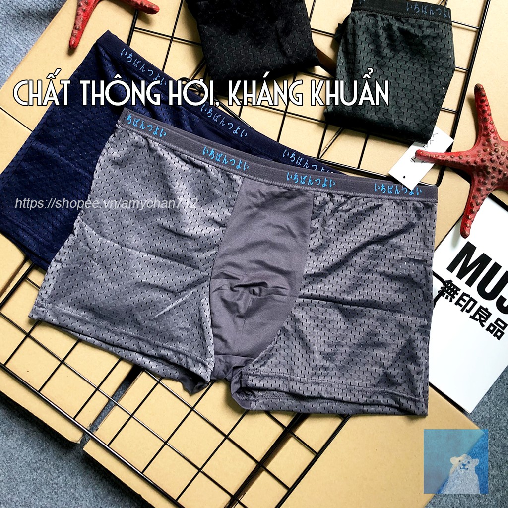 Hộp 4 chiếc quần lót nam chính hãng xuất Nhật - quan lot nam chất Thông hơi, Kháng khuẩn, Khử mùi - Sịp đùi MJ