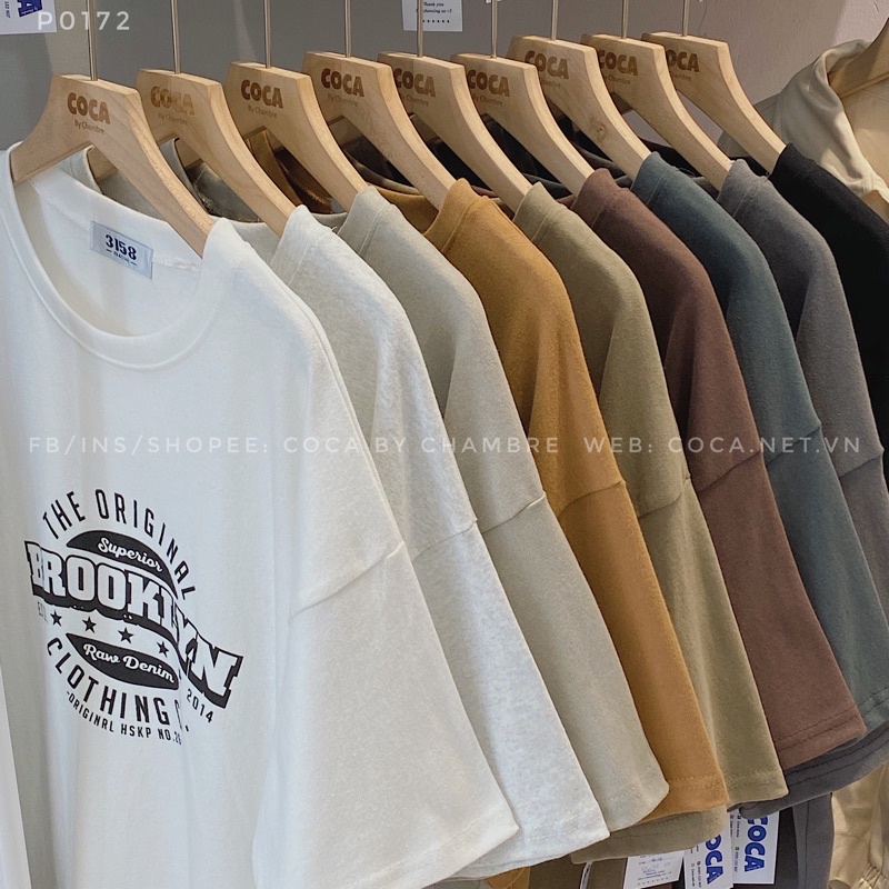 [P0172] Áo thun áo phông form rộng unisex in chữ BROOKLYN vải cotton mặt lông dày (Có sẵn/ảnh thật)