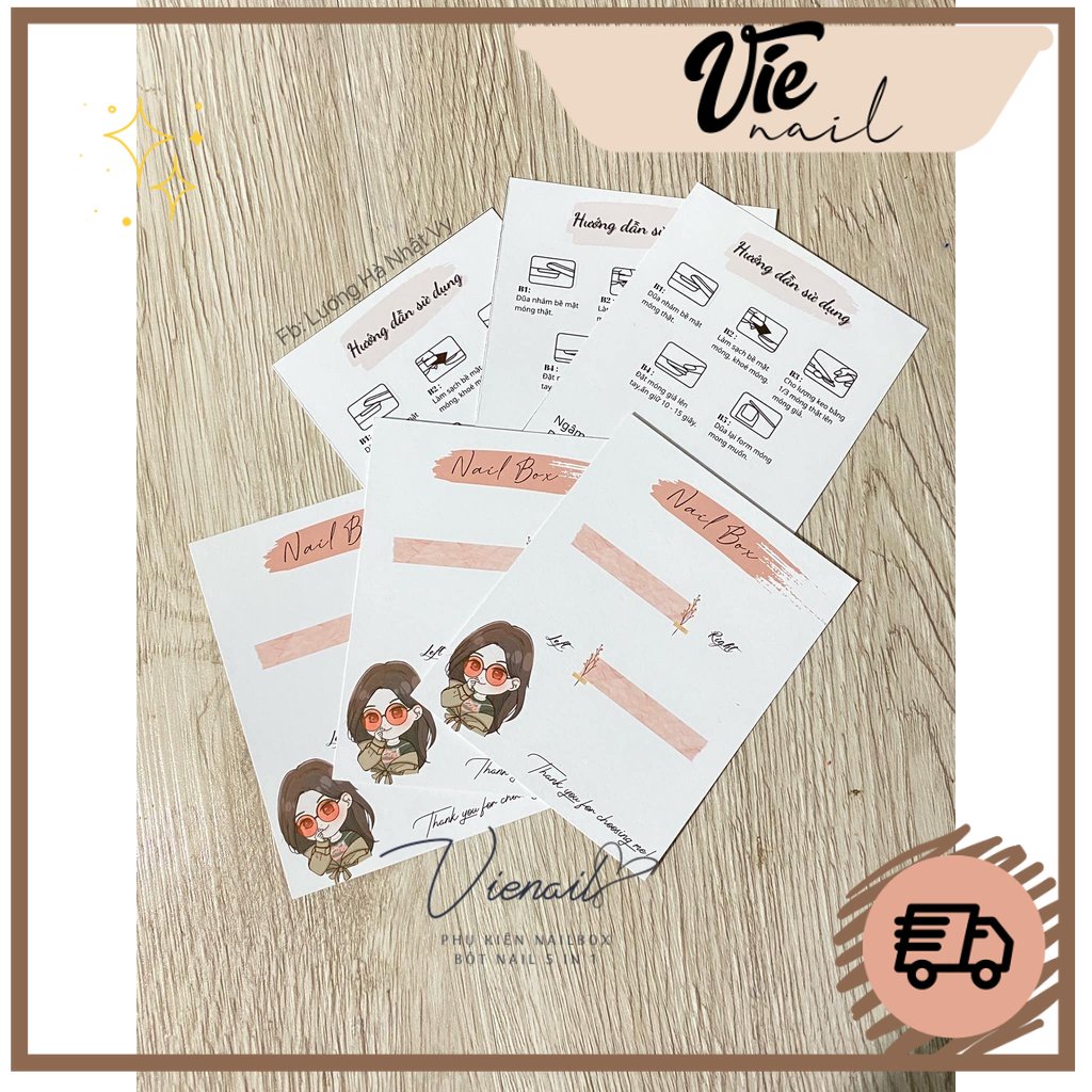 Bìa dán nailbox/ tag dán nailbox mẫu cô gái