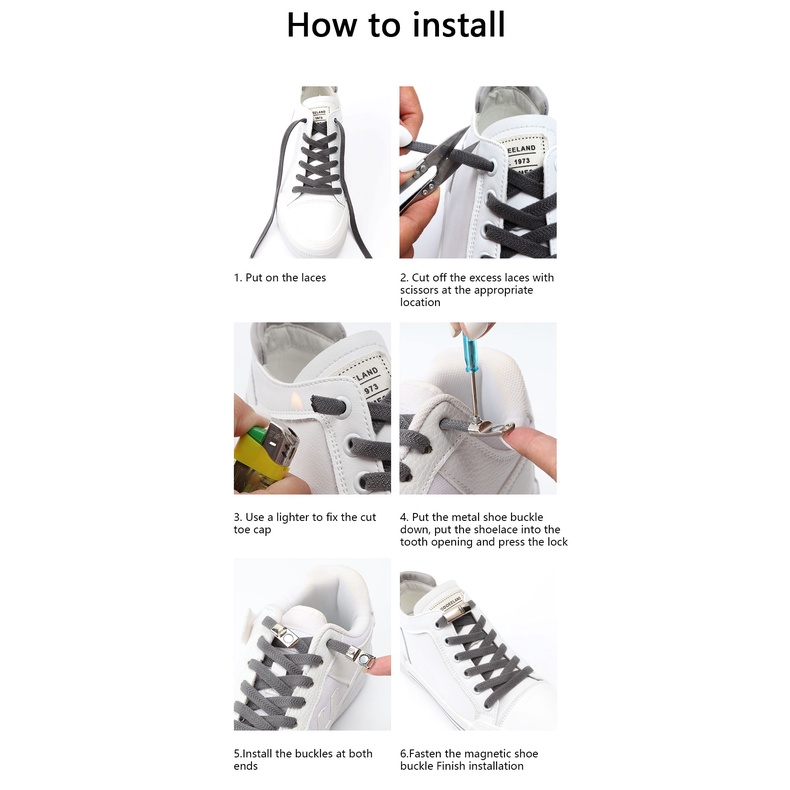 1 Cặp Khóa Dây Giày Từ Tính Không Cần Buộc Tiện Dụng Cho Người Lớn Và Trẻ Em