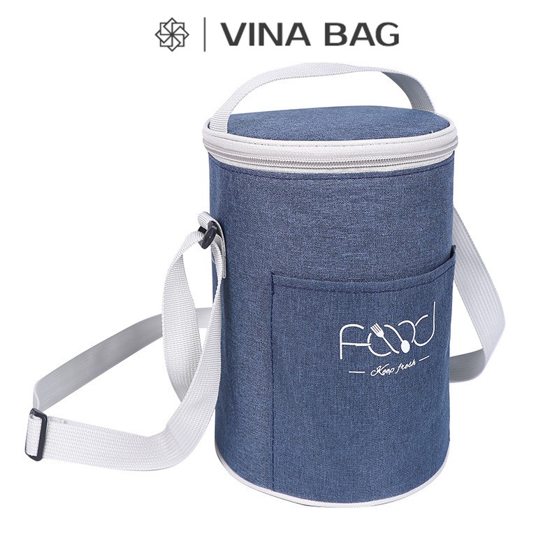 Túi đựng đồ ăn/ đựng cơm tròn giữ nhiệt KEEP FOOD, 2 ngăn, 3 lớp, 3 lớp cách nhiệt, chống thấm