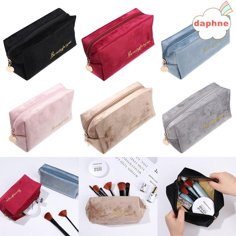 DAPHNE Women Velvet Organizer Vintage Travel Makeup Bags Cosmetic Bag Lipstick Pouch Beauty Case Soft Girls Toiletry Package/Multicolor