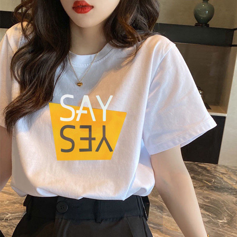 Korean version of loose fashion print trend short-sleeved T-shirt woman