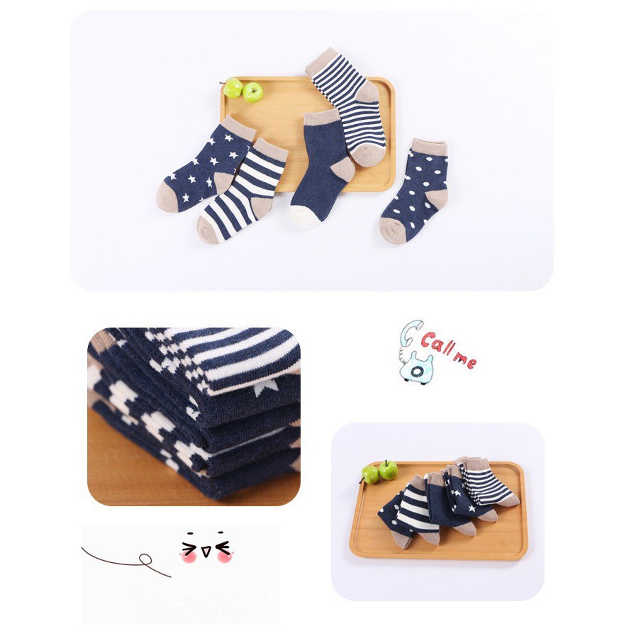 Tất Trẻ Em 💝FREESHIP💝 Set 5 Đôi Tất Cotton cổ cao hình ngộ nghĩnh đáng yêu 💝 Tất cao cổ cho bé gái bé trai mã H8