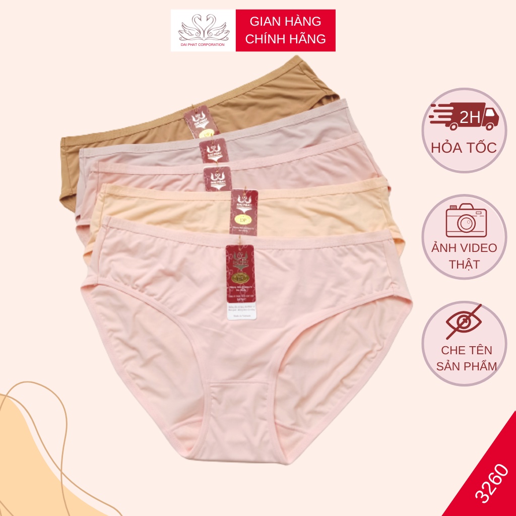 Quần lót bigsize, quần lót nữ thun lạnh trơn cao cấp cạp cao phối lưng chữ Đại Phát 67-80kg