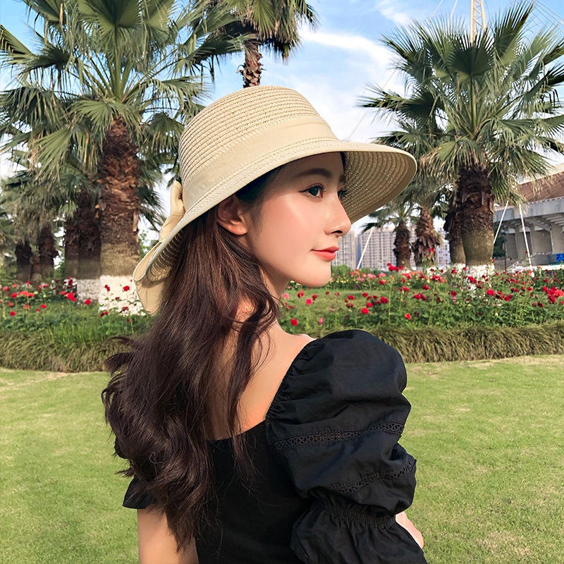 Mũ Cói Đi Biển Đính Nơ Phong Cách Hàn Quốc Thời Trang Xuân Hè