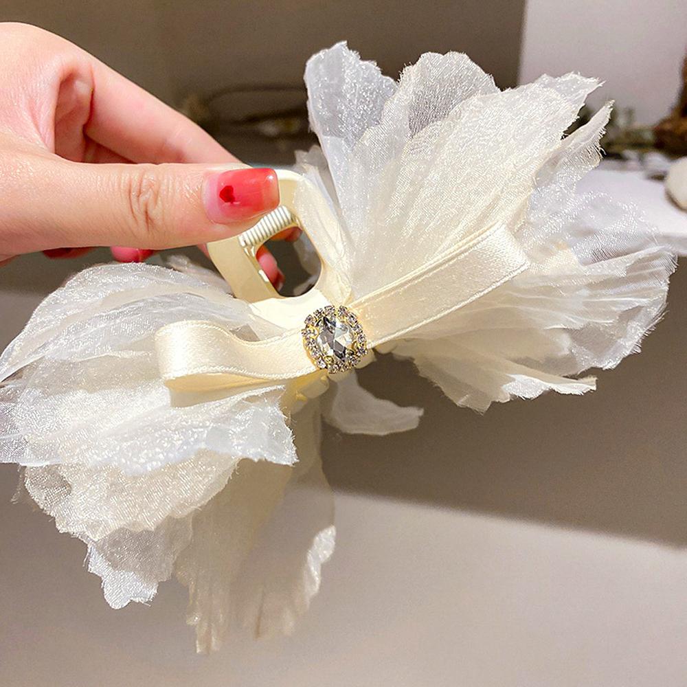 Kẹp Tóc Hình Nơ Hoa Lưới Thiết Kế Tinh Tế Kiểu Hàn Quốc Thời Trang Cho Nữ|Giá Đỡ Đuôi Ngựa / Nhiều Màu