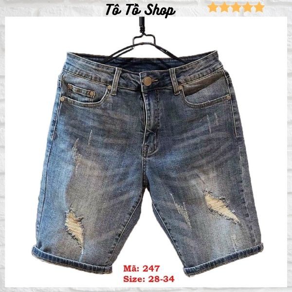 Quần Short Jean Nam Chất Bò Co Giãn ❤️FREESHIP❤️ Quần Sọt Nam phối rách nhẹ thời trang Hàn Quốc Tô Tồ Shop - QSJNM247