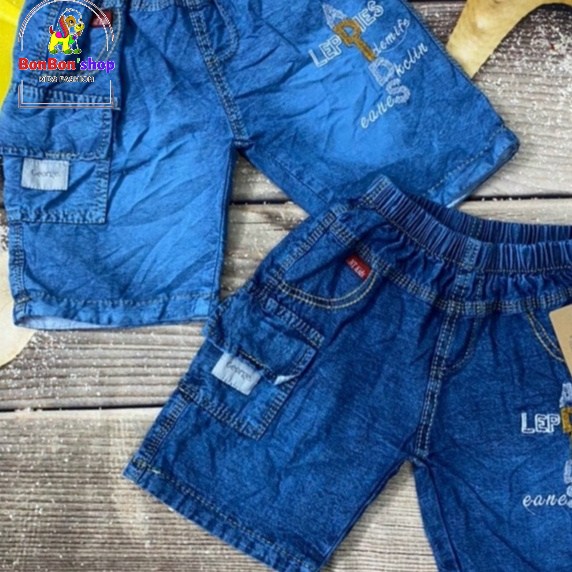Quần short jean cho bé trai, quần bò đùi cho bé trai BONSHOP vải mềm không phai màu size 13kg đến 30kg
