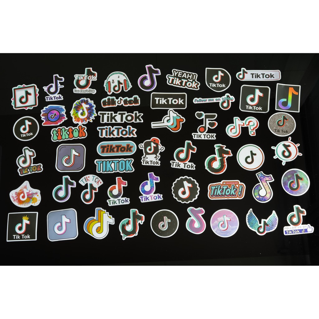 Bộ sticker TIKTOKK mẫu mới 2020 trang trí mũ bảo hiểm, xe máy, xe đạp, đàn guitar, ukulele, vali, điện thoại, laptop