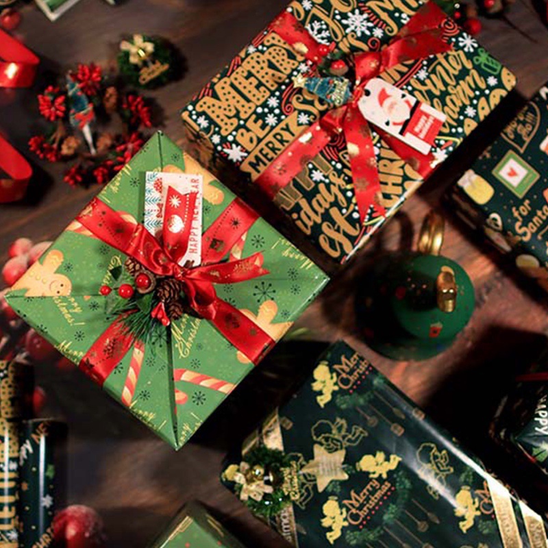 Cuộn Giấy Gói Quà Giáng Sinh 70 * 50cm Họa Tiết Hoa Tuyết / Tuần Lộc