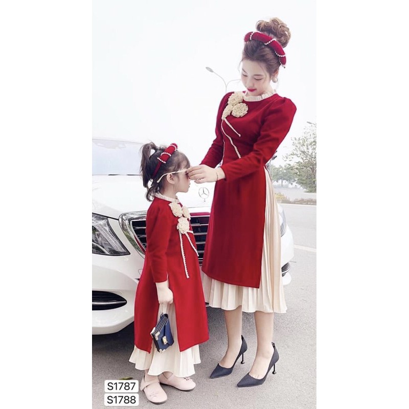 Áo dài tết mẹ và bé, sét áo dài mẹ và bé,màu đỏ siêu hot hit mẫu mới nhất năm 2.0.2.1 | BigBuy360 - bigbuy360.vn