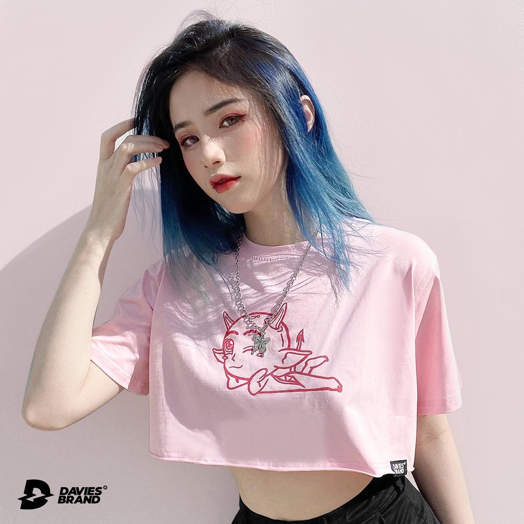 Áo thun croptop nữ form rộng tay ngắn DAVIES D Devil ss2 Croptop