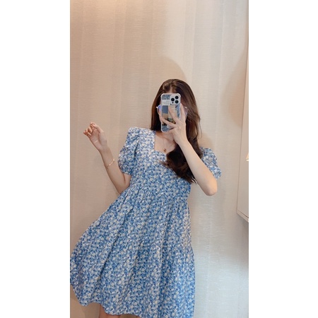 ĐẦM HOA NHÍ BABYDOLL CHUN EO TAY BỒNG