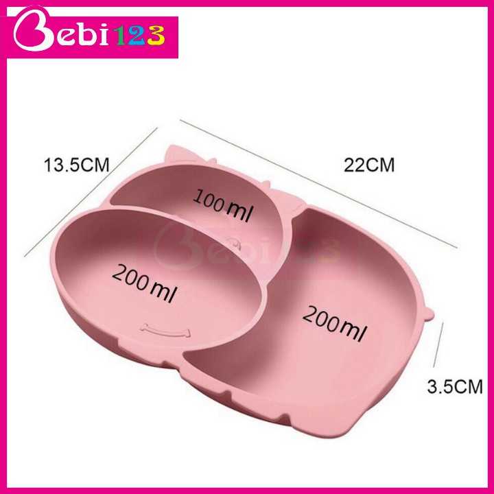Khay ăn dặm silicon bám dính cao cấp hình tròn và bò sữa cho bé