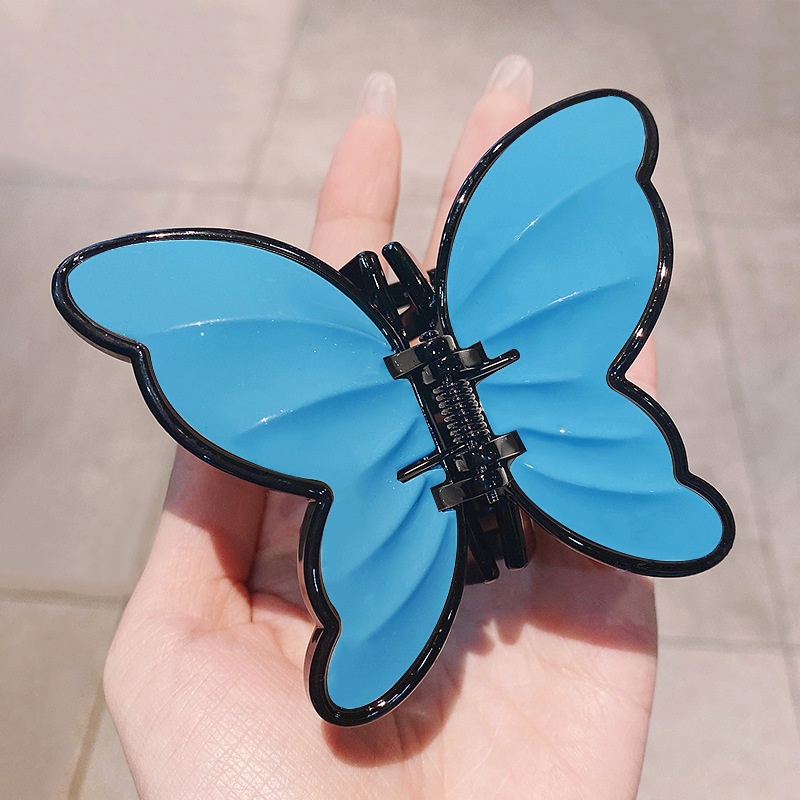 Kẹp Tóc Hình Bướm Bằng Acrylic Màu Trơn Bóng Cỡ Lớn Thời Trang Mùa Xuân Mới Cho Nữ