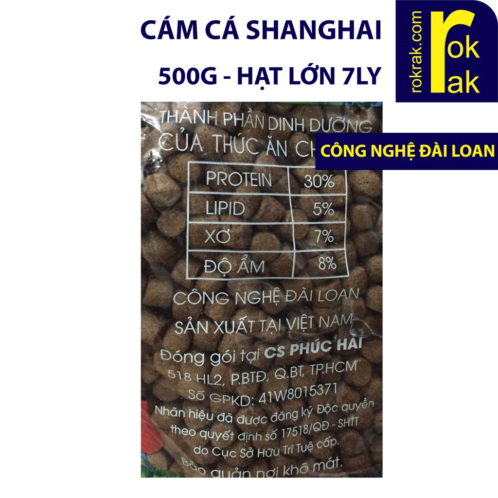 Cám Shanghai 500g hạt LỚN thức ăn cho cá lên màu