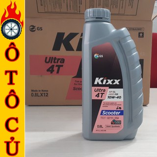 Nhớt xe máy dùng cho xe tay ga Kixx Ultra 4T 10w40 dòng bán tổng hợp nhập khẩu Hàn Quốc 0.8L