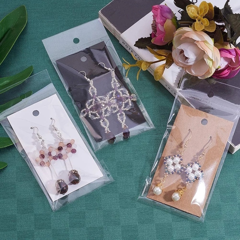 Bộ 50 Thẻ Bông Tai Trắng Đen Kèm Túi Nhựa Đựng Trang Sức DIY