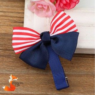 Hot 2019 kẹp nơ xinh cho bé gái foxy - kt0013-xanh đỏ sọc
