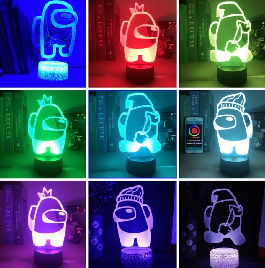 Among us Creative Table Lamp 7 /16Color 3D LED Night Light Illusion Touch Remote Night Light Novelty LED