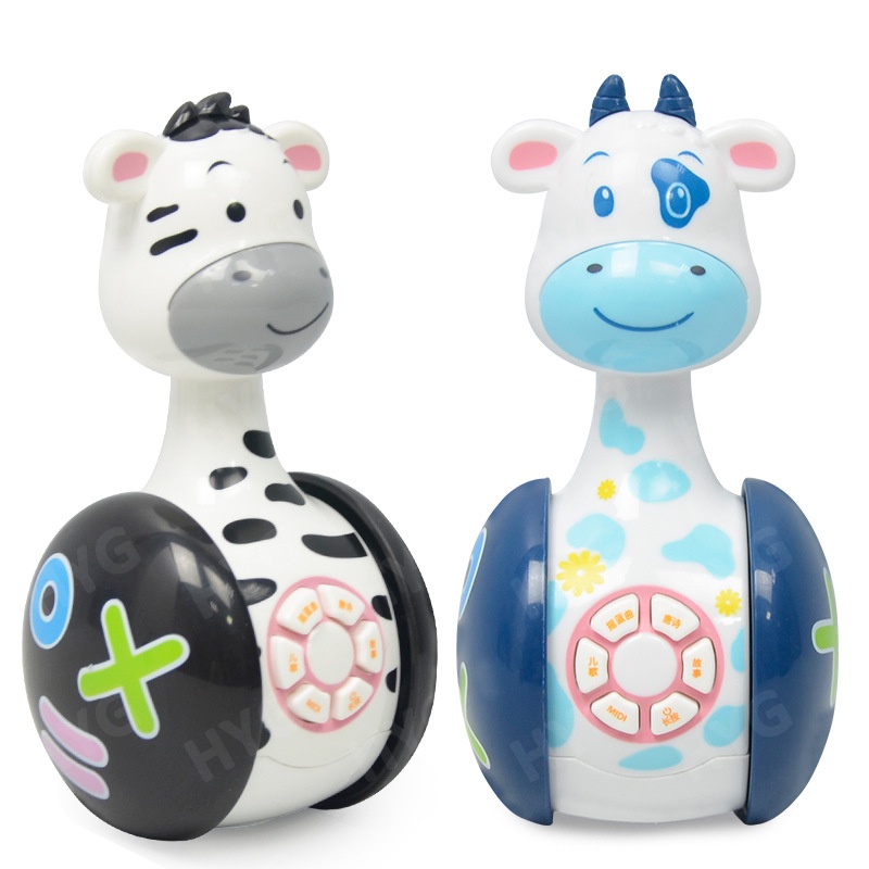 HYG Toys Máy kể chuyện bê đu bằng điện có đèn và nhạc, đồ chơi giáo dục mầm non