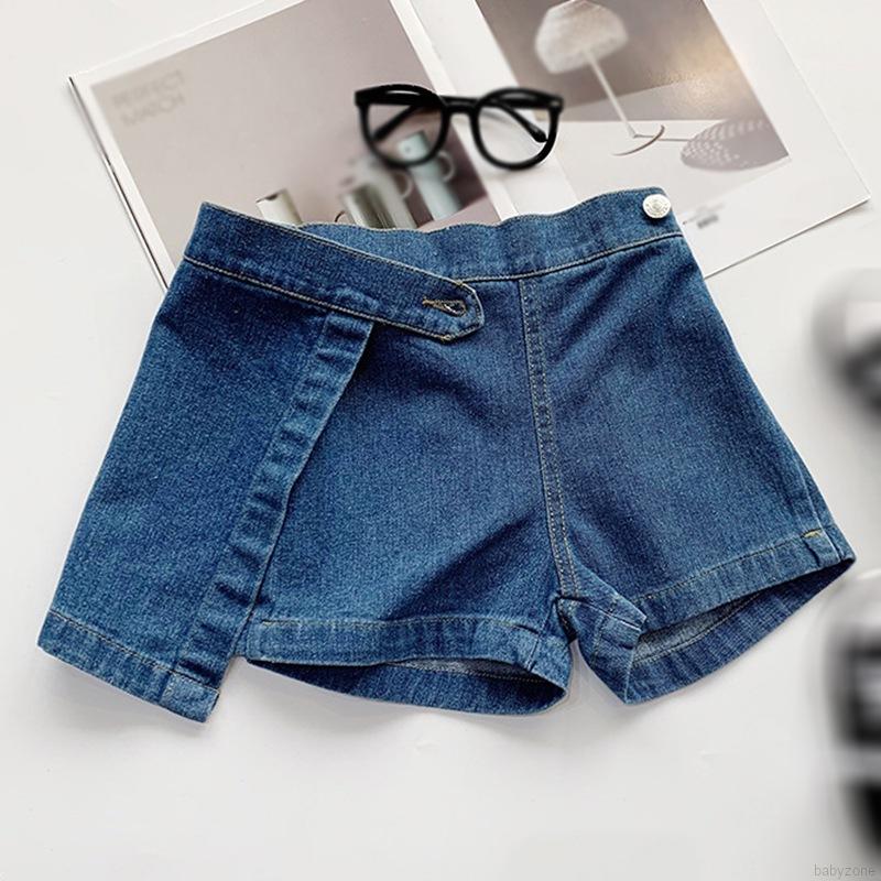 Quần Short Denim Lưng Thun Co Giãn Thời Trang Mùa Hè Cho Bé Gái