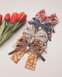 Kẹp Tóc Nơ Hoa Handmade Ruy Băng Cao Cấp Ribbon.mimi Jasmine cột / kẹp