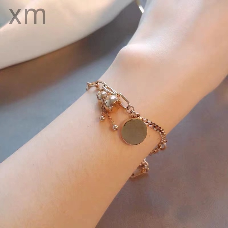 Vòng Đeo Tay Bằng Thép Titan Mặt Hình Hồ Lô Tròn Phong Cách Hàn Quốc Nhật Bản Đơn Giản Sáng Tạo Dễ Phối Đồ