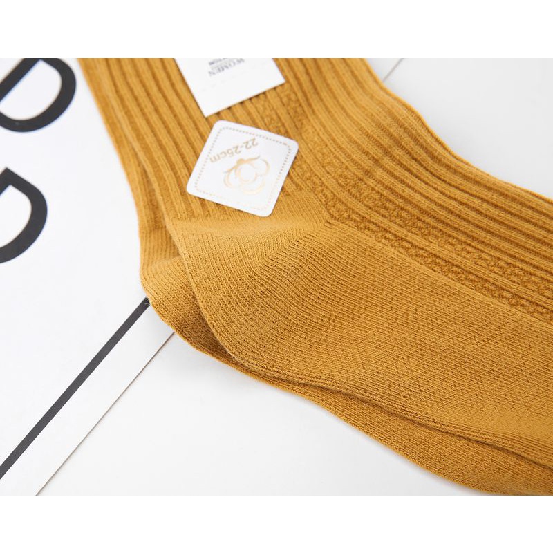 [Mã FAMARAL1 giảm 10K đơn 50K] Vớ nữ cổ cao vải cotton cao cấp, phong cách Vintage Hàn Quốc