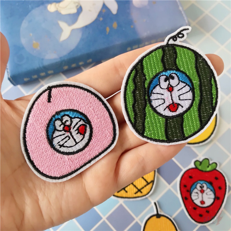 ☸ Miếng Dán Ủi Lên Quần Áo Hình Doraemon / Dưa Hấu / Táo / Dâu / ☸ 1 Sticker Ủi Thêu Hình Huy Hiệu
