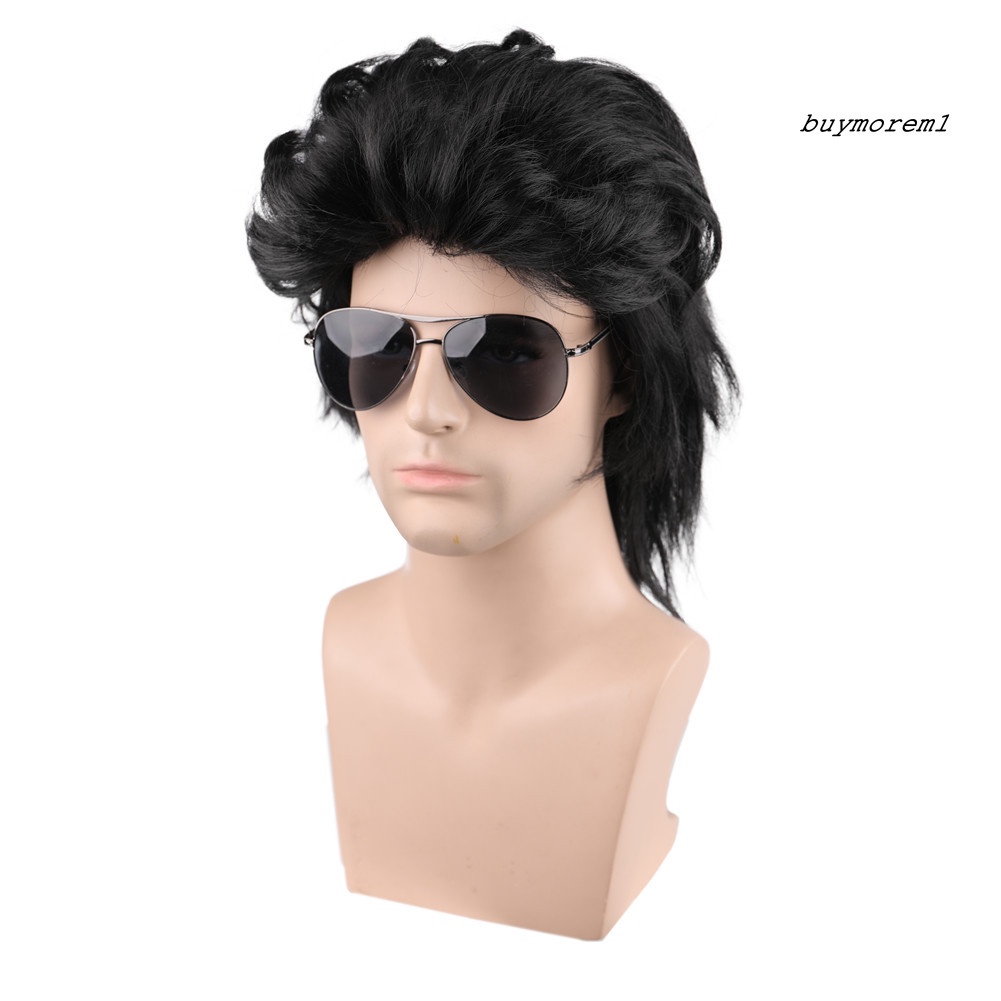 BUYME Halloween Cosplay Men Short Wig Curly Fluffy Faux Hair Party Prop Gift Hairpiece