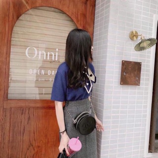 Set áo len chân vây kẻ