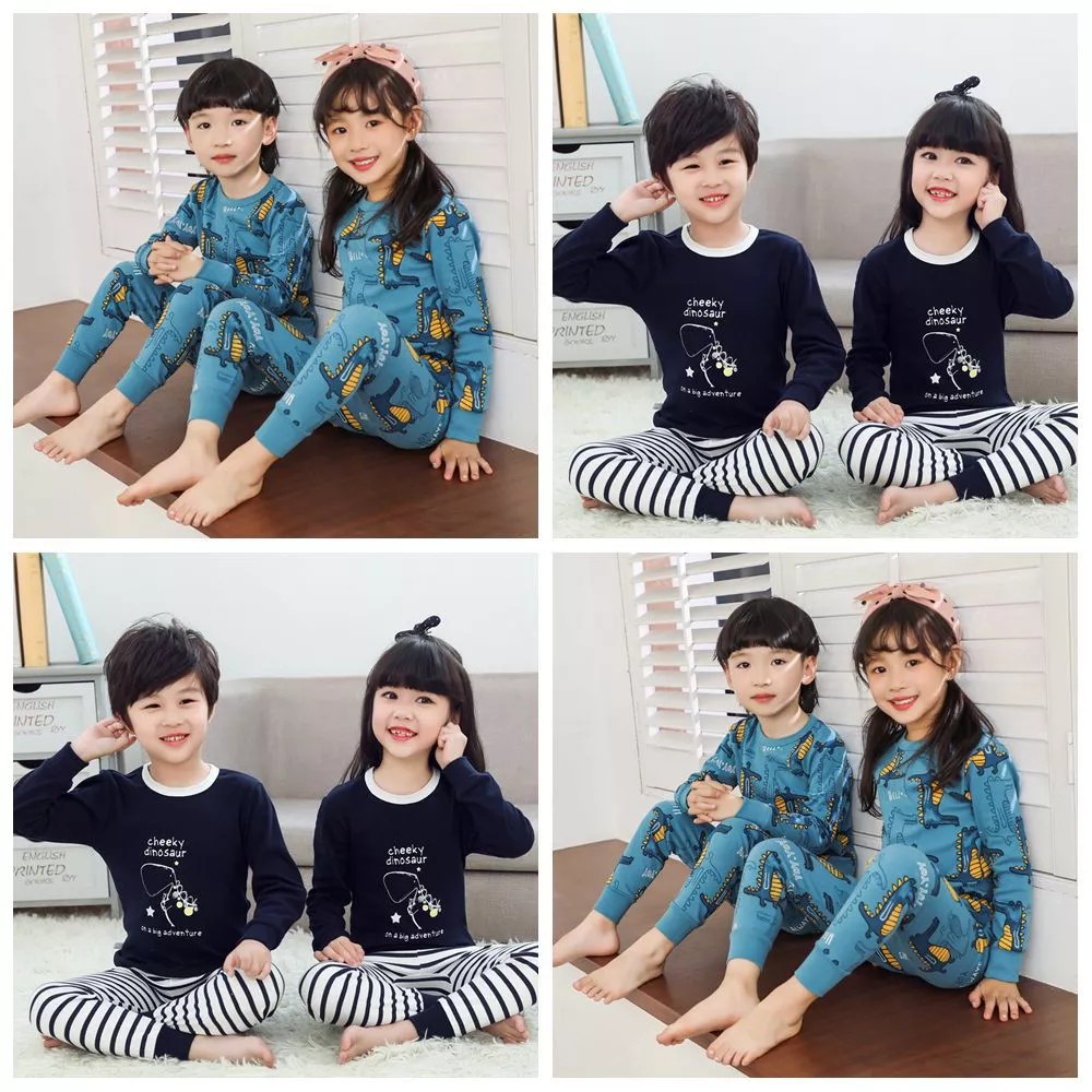 3-16T Girl Cotton Homewear Clothes 2pcs Sleepwear Kids Boys Cartoon Print Pajamas Big Size