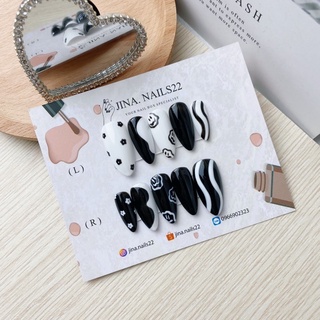Nailbox móng giả móng up đen trắng đơn giản