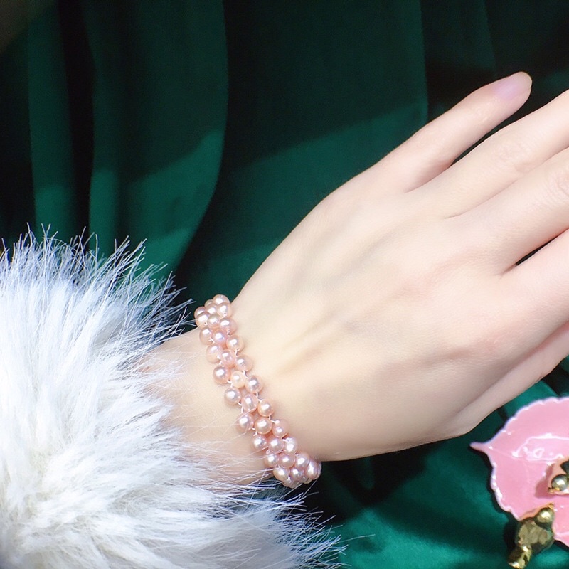 Vòng tay hạt ngọc trai nhân tạo đan nhỏ 5ly