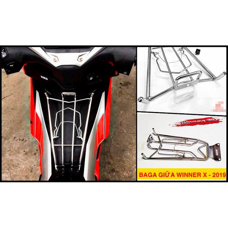 Baga INOX xe máy gắn xe WINNER X, baga giữa INOX 10 LY