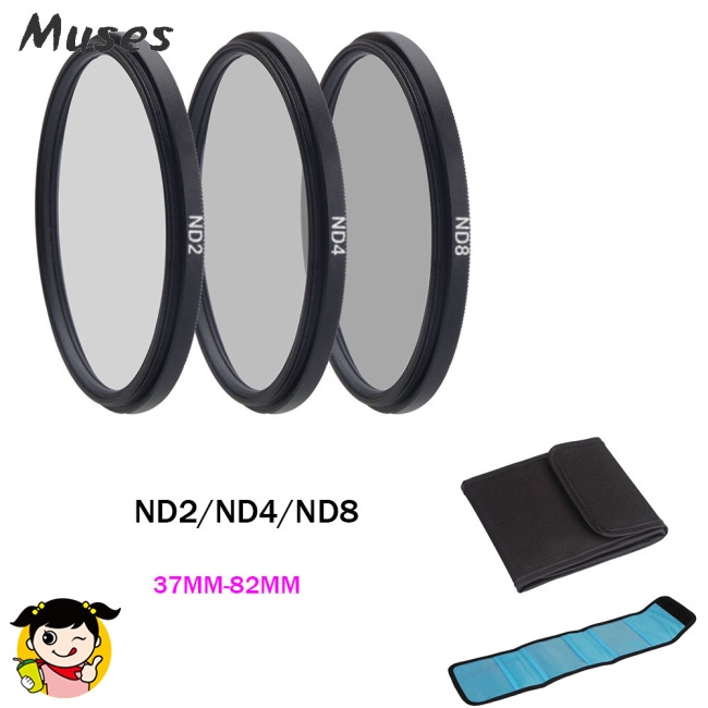 Muse07 ND Filter Neutral Density ND2 ND4 ND8 Filtors 37 52 58 62 67 72 77 82mm Photography for Canon Nikon