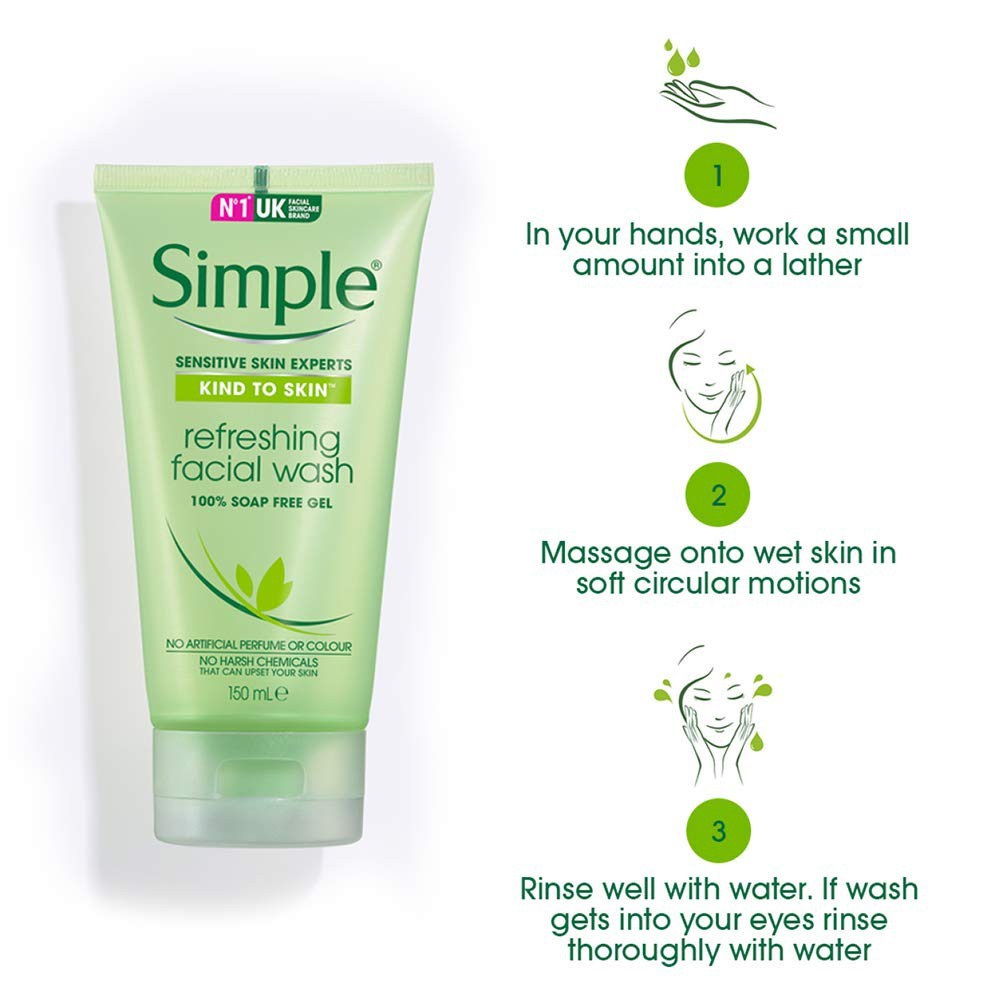 Sữa Rửa Mặt Simple Gel Kind To Skin Refreshing Facial Wash Gel 150ml. | BigBuy360 - bigbuy360.vn