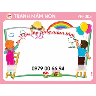Tranh decal mầm non - cha mẹ cùng quan tâm - ph003