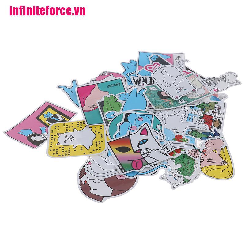 Set 50 miếng dán trang trí hình nhân vật Ripndip đáng yêu