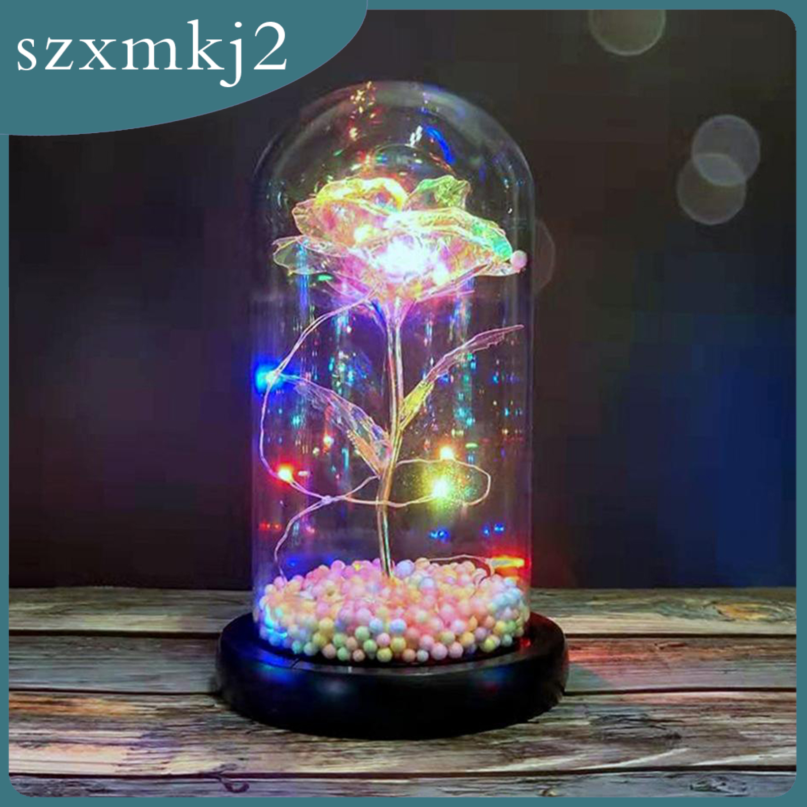 Cutest Galaxy Rose Flowers Forever Rose Colorful LED Light in Glass Dome Style1