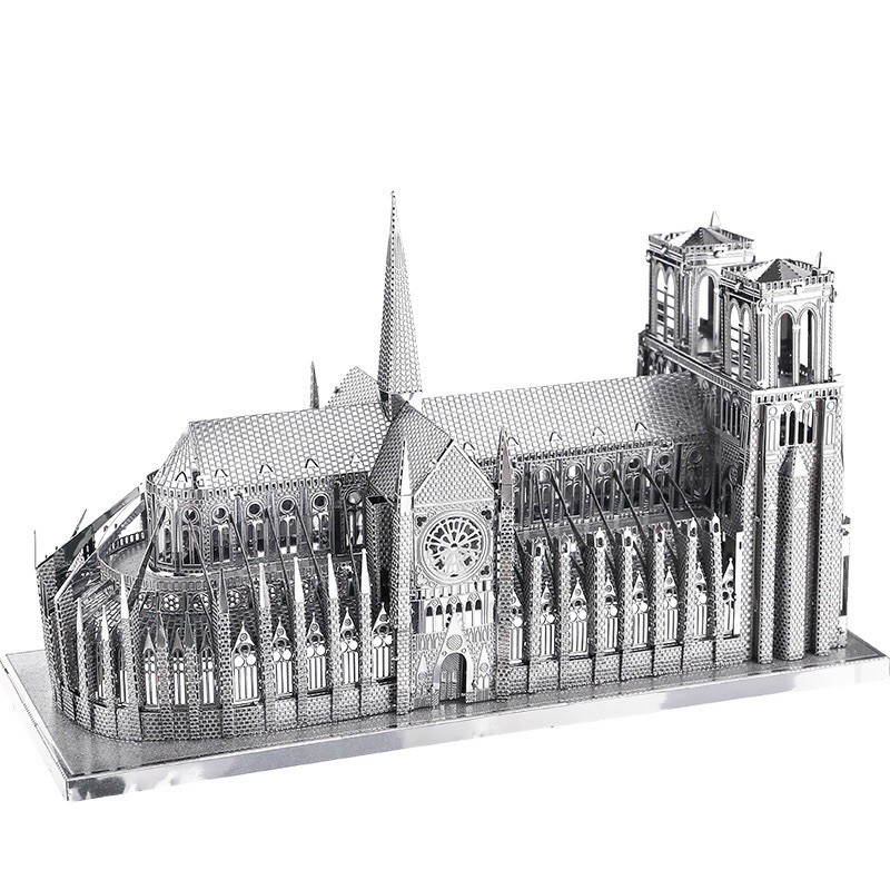 Mô hình 3d kim loại,  lắp ráp tòa Nhà Thờ Đức Bà Notre Dame, đồ chơi xếp hình